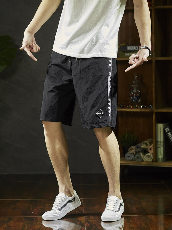 唐狮2019夏新款休闲短裤男潮黑色夏季短裤男士短裤五分裤薄款宽松