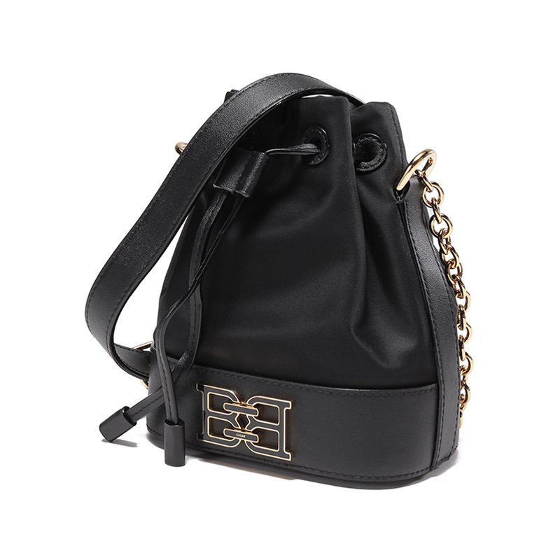 巴利 BALLY 女士织物/再生皮革单肩斜挎包抽绳水桶包EOH B XS