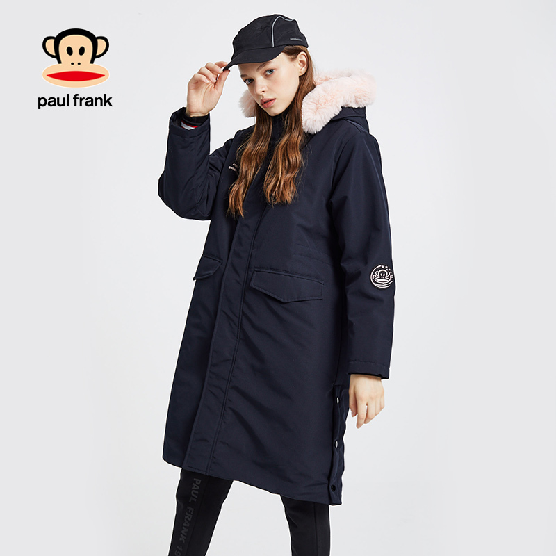 Paul Frank/大嘴猴冬季棉服女潮中长款韩版宽松加厚连帽X