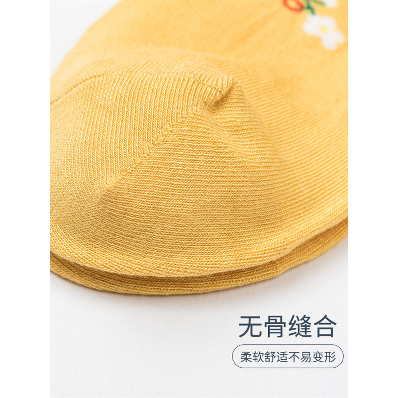 阪织屋【商场同款】绢丝花卉果蔬提花短筒女袜春秋印花透气女短袜