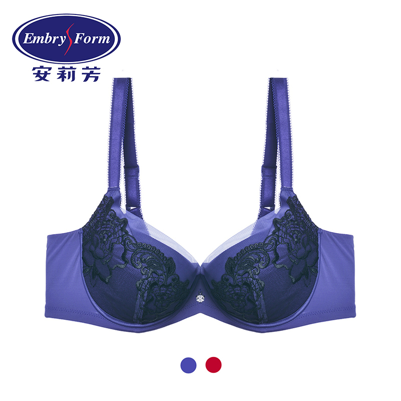 安莉芳薄杯大胸围女式文胸蕾丝调整型收副乳内衣EB1750