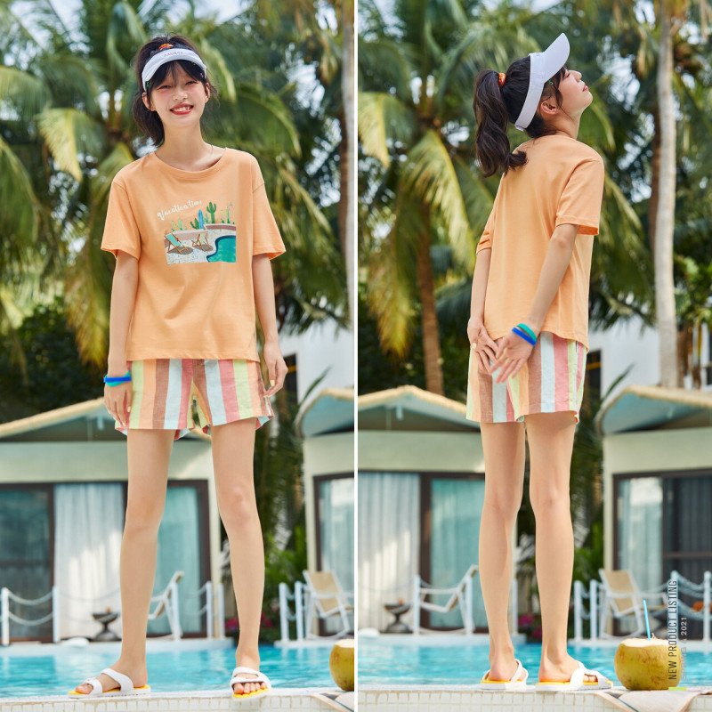【满198减100预估价：28】森马t恤女2021年新款宽松韩风chic上衣小清新插画内搭纯棉短袖夏