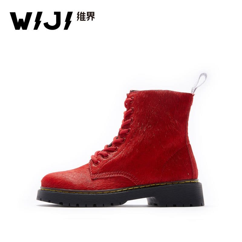 WIJI冬季新款时尚休闲个性高帮女鞋纯色青春气质透气魅力马丁靴女图片