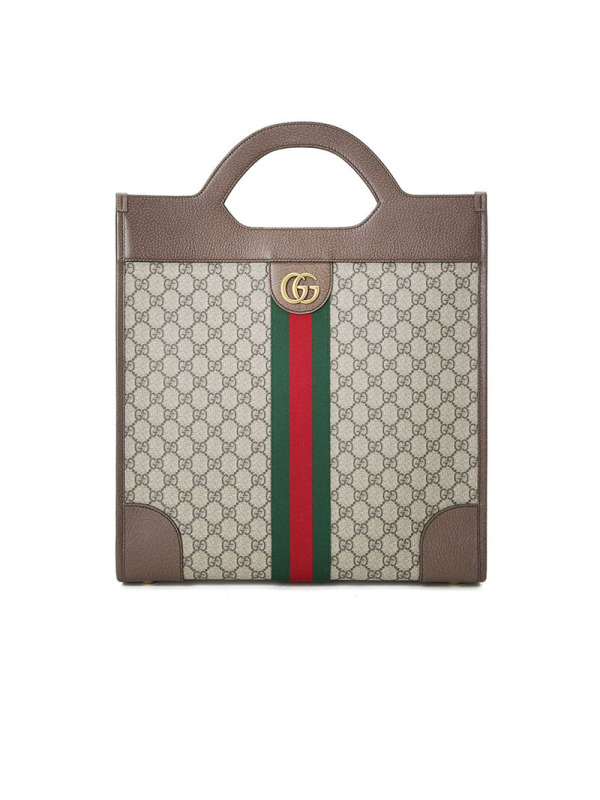 古驰GUCCI Ophidia TOTE中号 双G饰扣老花547941 男士女士手提包 金扣 咖啡色