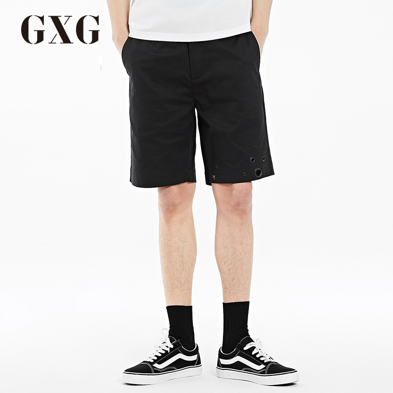 GXG短裤男装夏季男士时尚都市潮流黑色休闲斯文短裤男