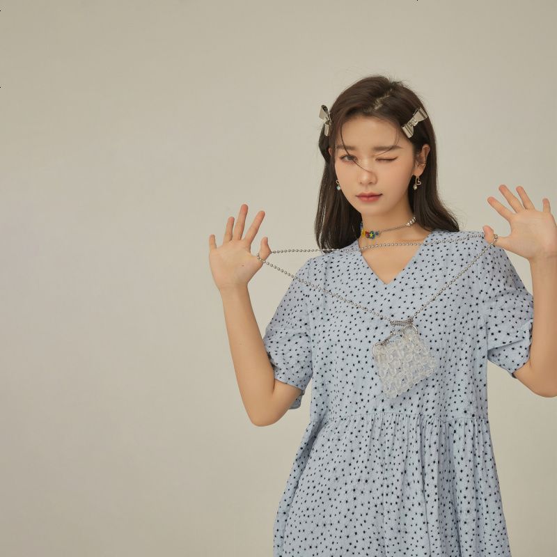 OtherMix小碎花抽褶连衣裙2021年夏季新款印花泡泡袖女式大摆裙子