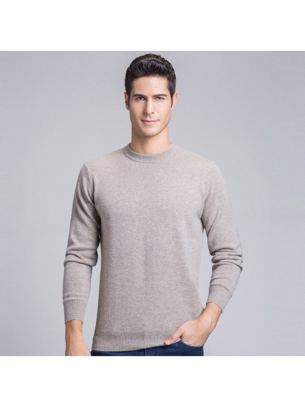 恒源祥羊绒衫男圆领秋冬新款纯山羊绒保暖针织衫套头毛衣爸爸装