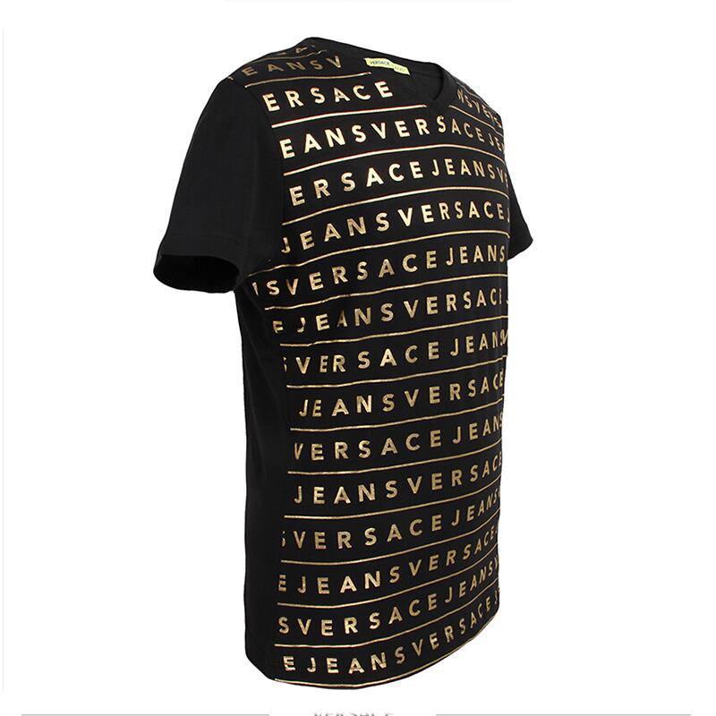 VERSACE 范思哲 奢侈品 男士黑色V领短袖T恤 B3GNA75436590899