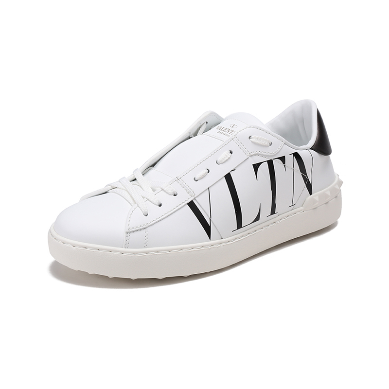 华伦天奴 VALENTINO 男士牛皮Open铆钉系带休闲运动鞋板鞋小白鞋 XY2S0830 PST