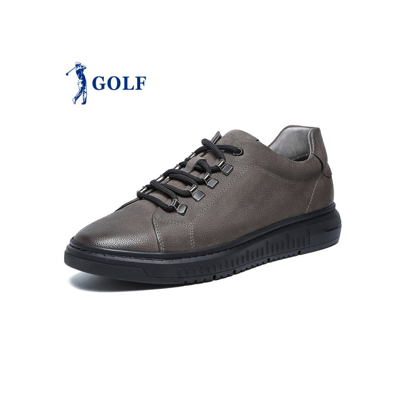 GOLF/高尔夫男鞋新品磨砂牛皮复古百搭耐磨低帮板鞋男系带透气滑板休闲皮鞋