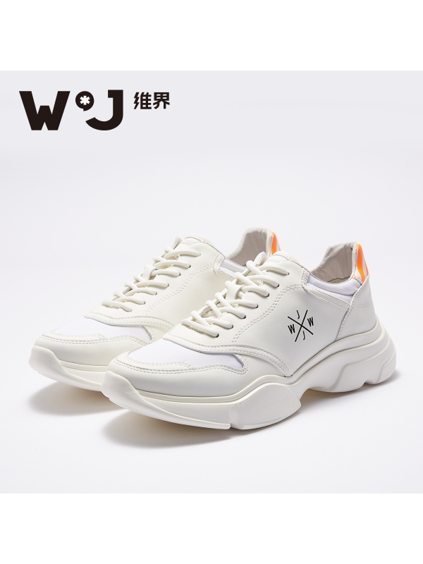 维界秋季新款男鞋韩版时尚厚底白色系带休闲鞋青春个性户外潮流鞋