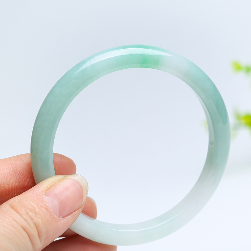 印象眸翡翠细条玉手镯女款飘花圆条镯子一物一拍多款可选附送证书