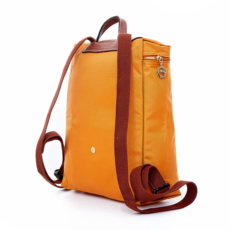 珑骧longchamp奢侈品女士橙色织物可折叠双肩背包l1699089025