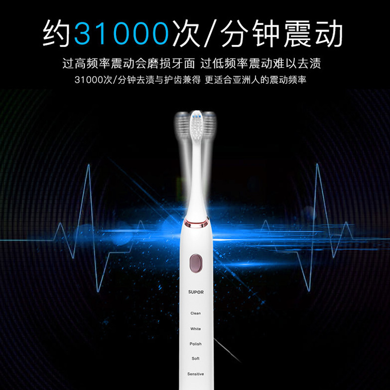 苏泊尔电动牙刷SDY01-80 成人充电式家用智能声波软毛美白自动牙刷全身防水