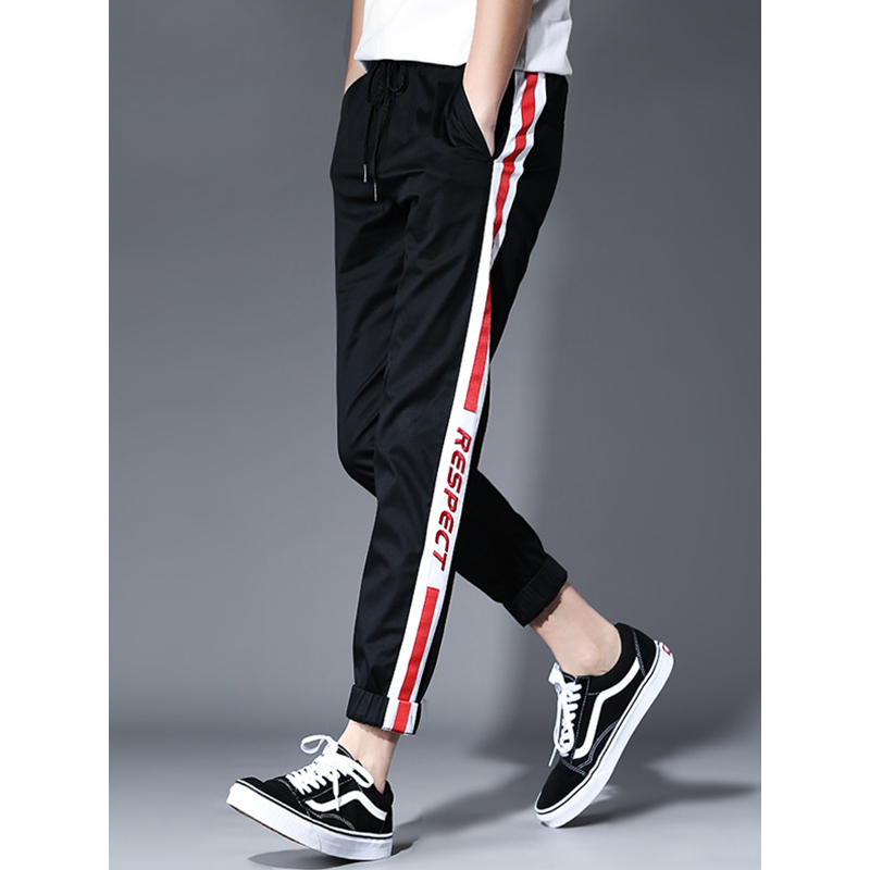 gurbaks松紧裤头运动裤男韩版修身束脚裤潮流九分休闲裤缩脚裤男