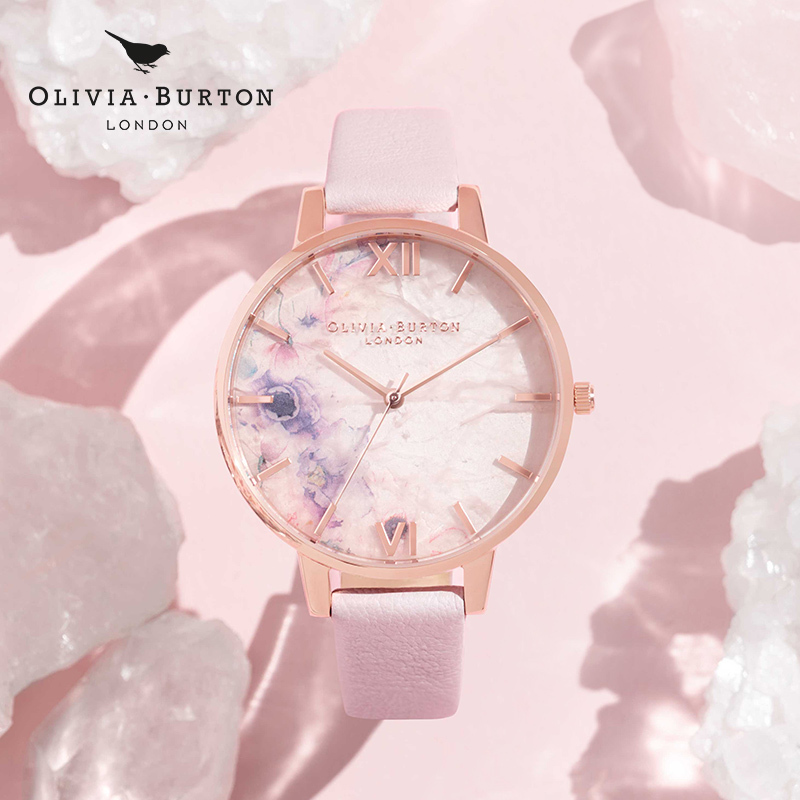 OLIVIABURTON 优雅浪漫网红樱花粉晶表盘 简约英国进口OB16SP03 石英表 女