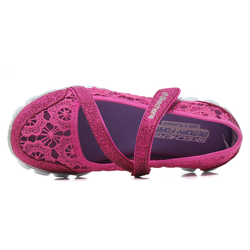 skechers斯凯奇正品童鞋女小大童镂空夏季休闲运动鞋664041L/H PK 664041L/HPK桃红