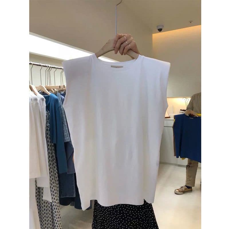 纯色圆领宽松无袖T恤女夏季显瘦休闲背心上衣服韩国女装图片