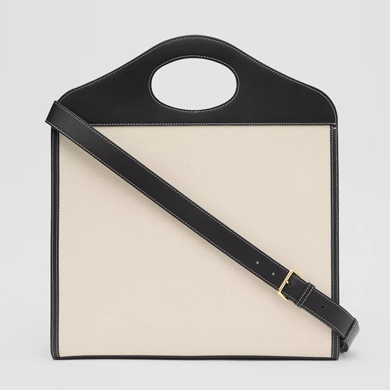 BURBERRY 博柏利 Pocket 手提包徽标中号 圆形徽标帆布织物8028041图片