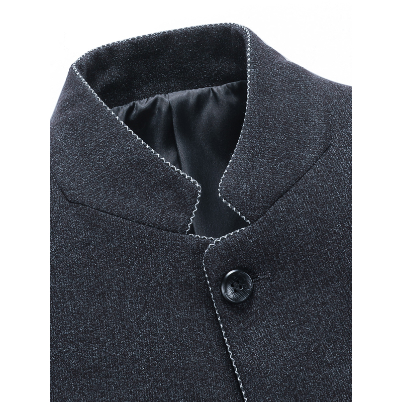 雅鹿男士西装2019秋款休闲立领西装百搭都市商务爸爸装