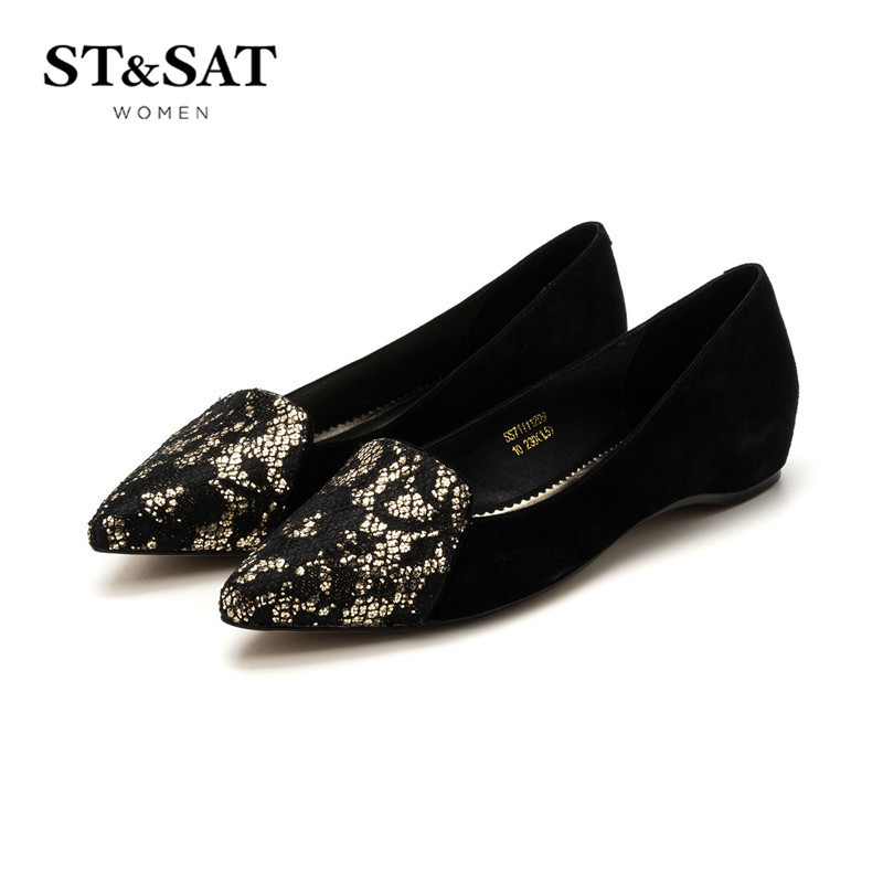 St&Sat/星期六单鞋女商场同款尖头低跟女鞋子SS71111209