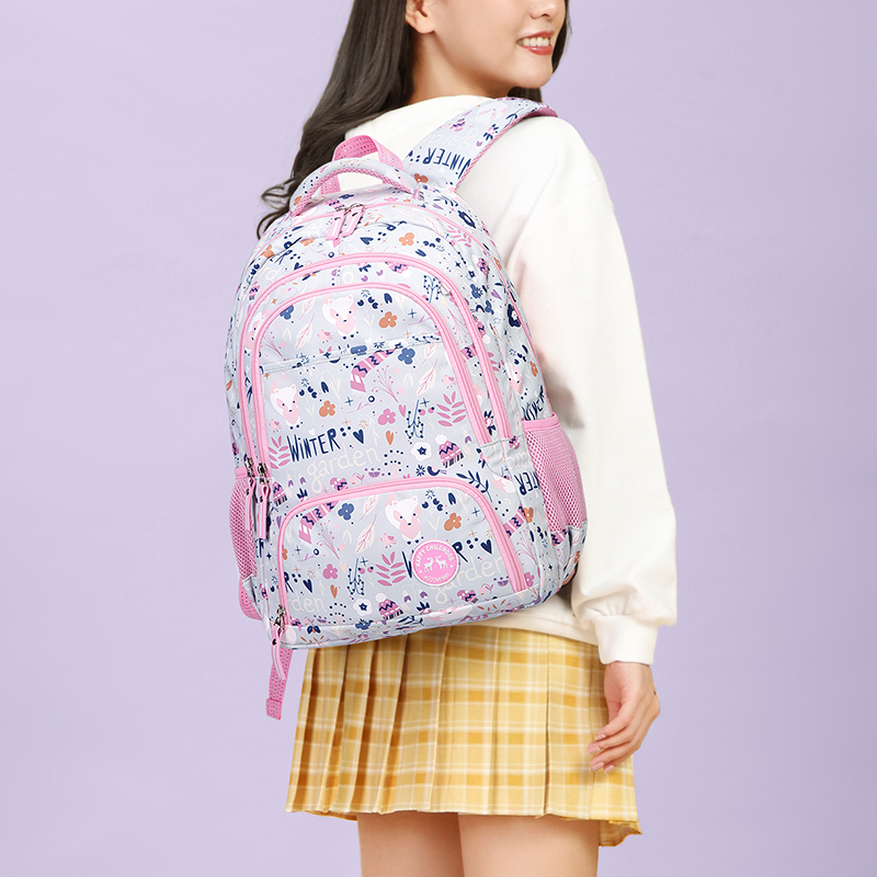 第九城（V.NINE）中小学生书包大容量可爱印花背包女孩中防泼水双肩包