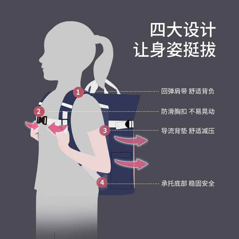 第九城（V.NINE） 小学生书包男女孩儿童双肩包1-3-6年级英伦风减负手提双肩背包