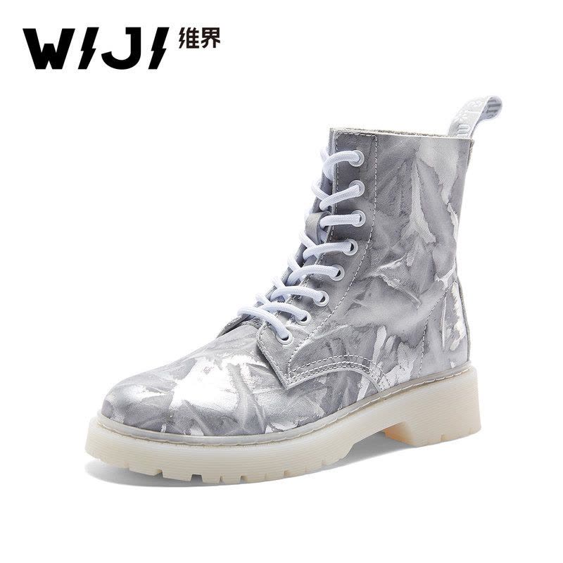 WIJI冬季新款时尚潮流马丁靴个性青春休闲炫酷拼色透气舒适女鞋女图片