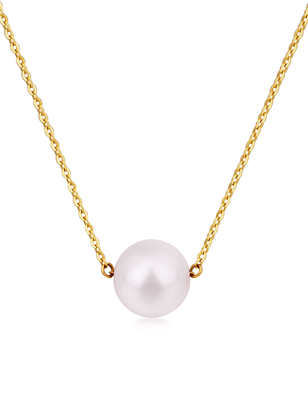 吉盟k金项链 [原创设计]吉盟18k金珍珠项链女款淡水珍珠吊坠套链锁骨