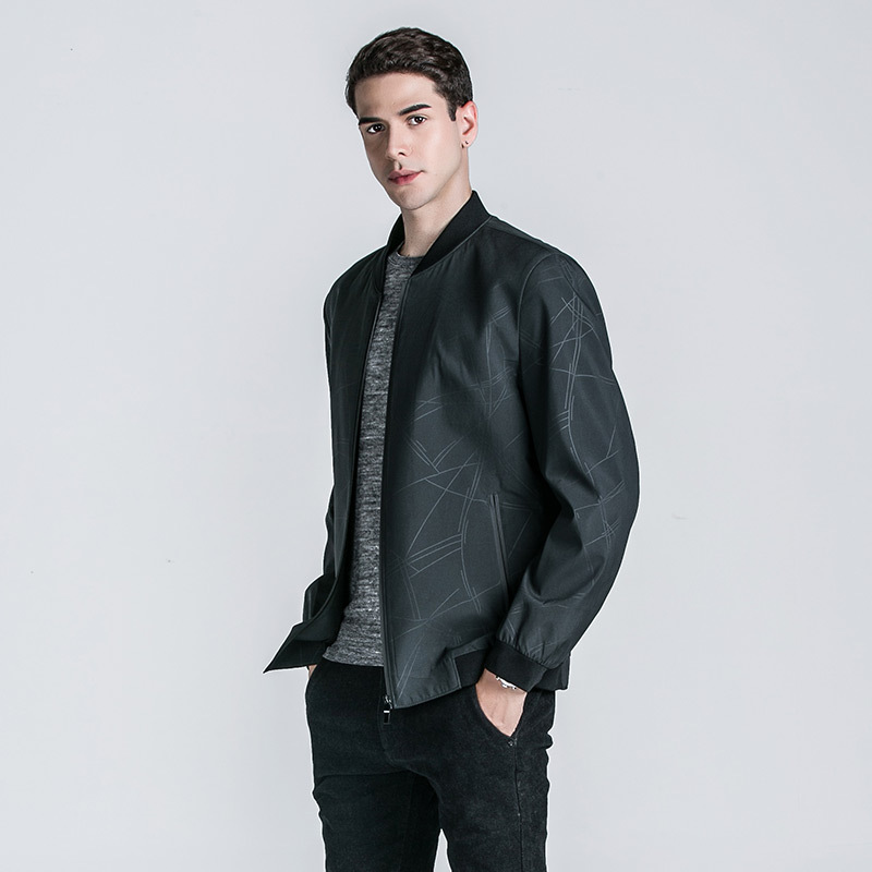 aemape美国苹果夹克男士简约时尚休闲立领外套男2018秋季新款