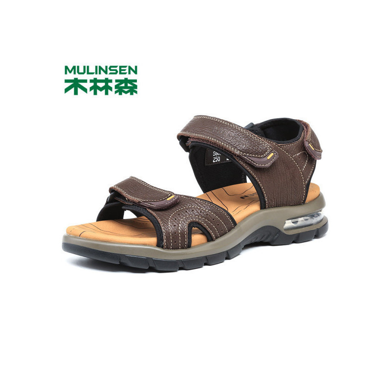 木林森凉鞋男夏季新款户外休闲凉鞋青年透气耐磨皮凉鞋87052729