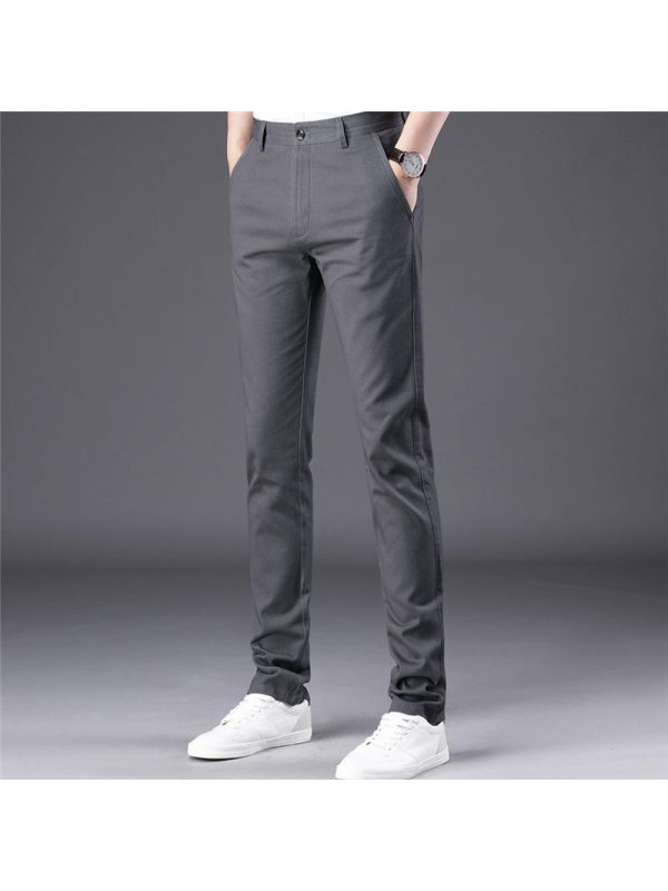 【自营】杰米克 基础百搭休闲裤男舒适商务休闲棉质纯色直筒裤男士休闲裤