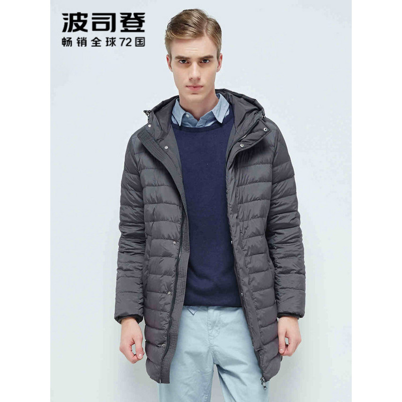 波司登BOSIDENG男士冬季常规轻薄中长款连帽羽绒服男B1601049