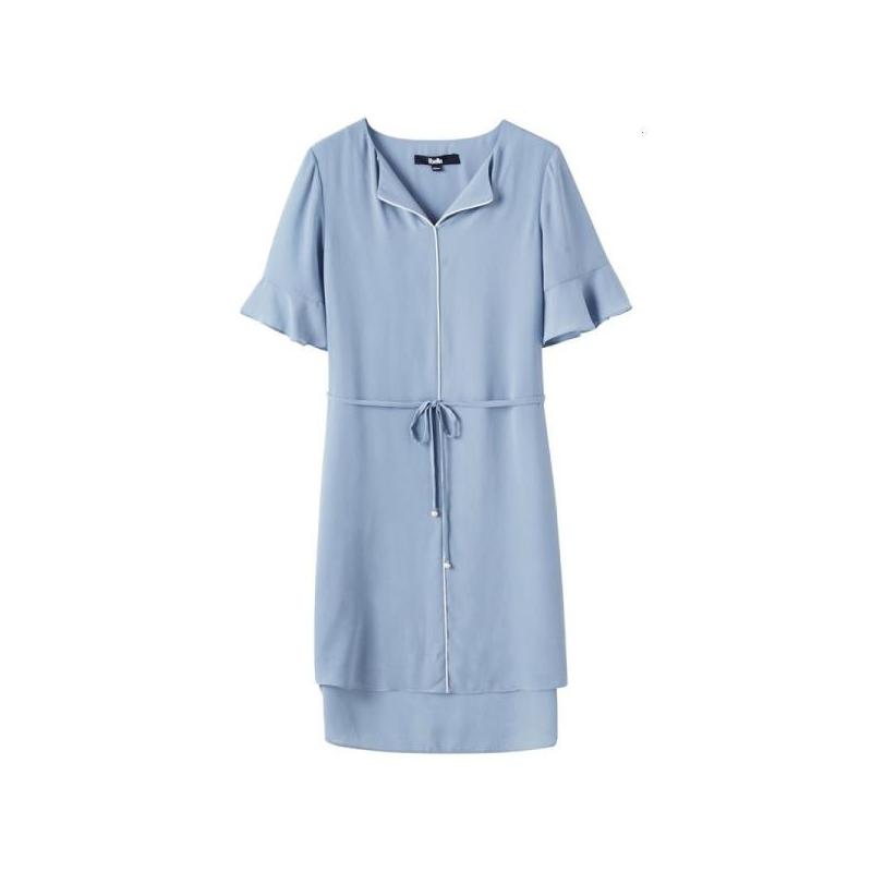 【专柜同款】Puella法式复古裙子女装2020新款夏季很仙的桔梗裙小个子v领雪纺连衣裙20014456