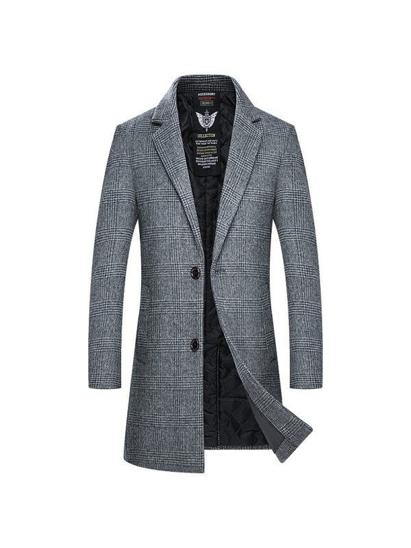 秋冬新款毛呢大衣男士加厚修身中长羊毛外套羊毛呢大衣男