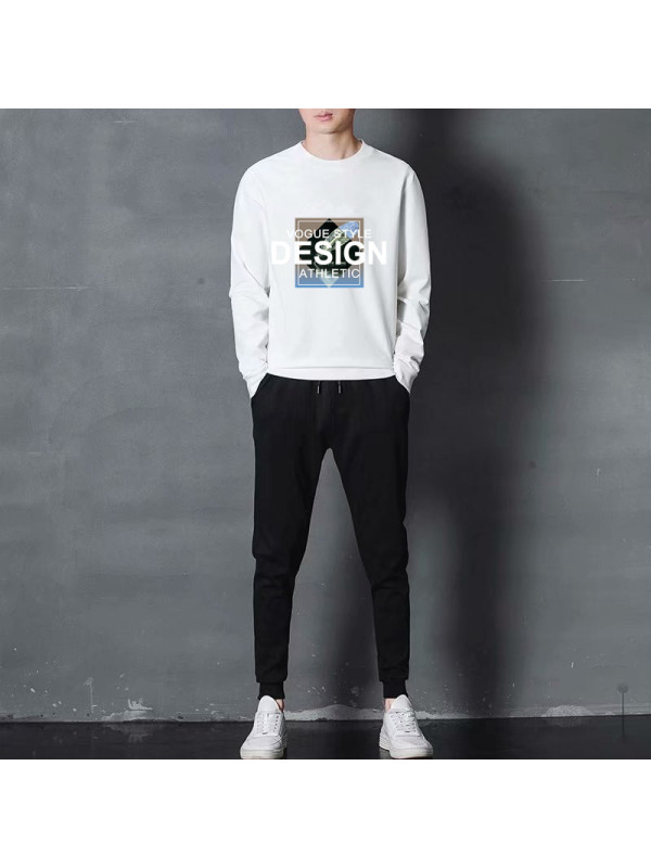 新款男士休闲套装春秋韩版帅气潮流时尚运动印花衣服