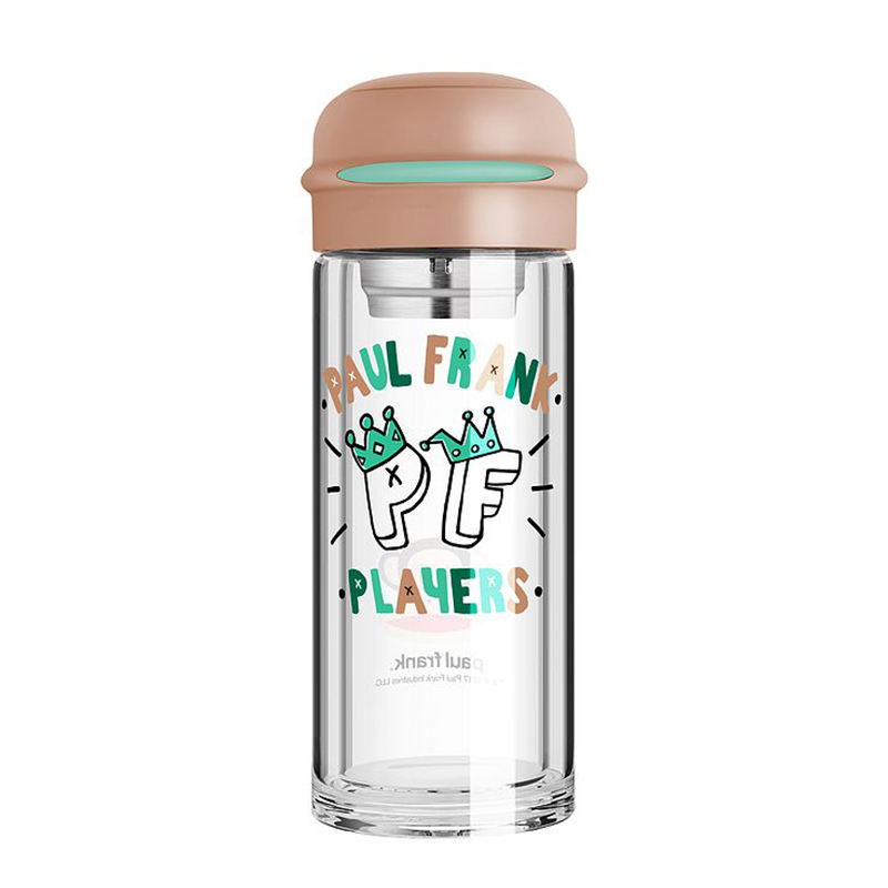 大嘴猴(Paul Frank)玻璃杯花茶杯带茶漏便捷办公室随手杯可爱学生水杯240ML