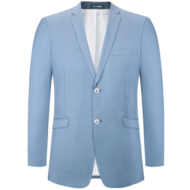 依文新款西服套装上装简约浅色平驳领西装男休闲修身帅气ea580062