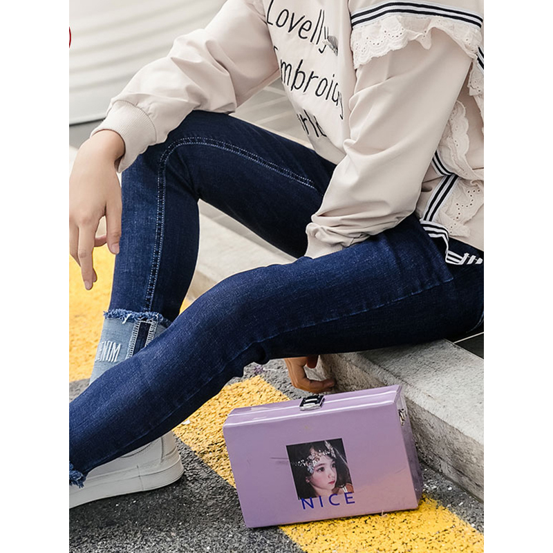 女童牛仔裤秋季百搭长裤休闲裤中大童洋气秋装2018新款时尚裤子潮