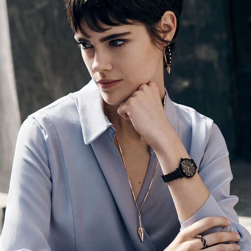 阿玛尼(EMPORIO.ARMANI)黑夜满天星手表佟丽娅明星同款时尚优雅休闲石英表女士腕表AR11245