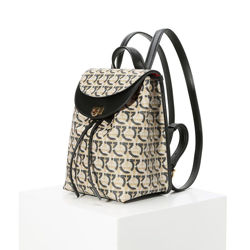 预订FERRAGAMO GANCINI 老花款 双肩包21H987 金扣图片