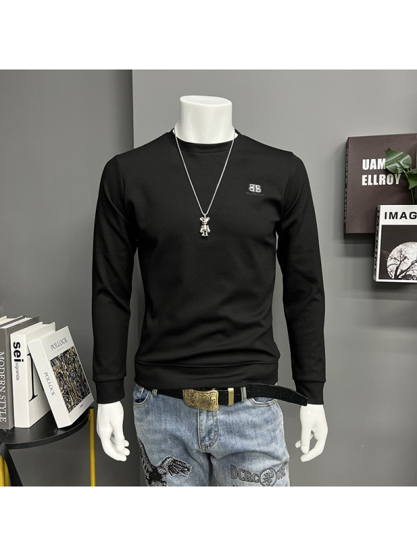 欧洲站时尚男士长袖圆领卫衣男装套头字母修身打底衫T恤上衣秋冬