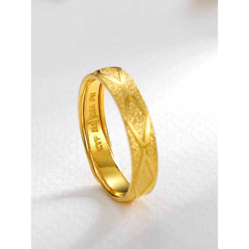 金大福(King tai fook)珠宝首饰 黄金磨砂活口戒指男女款 足金999情侣款戒指