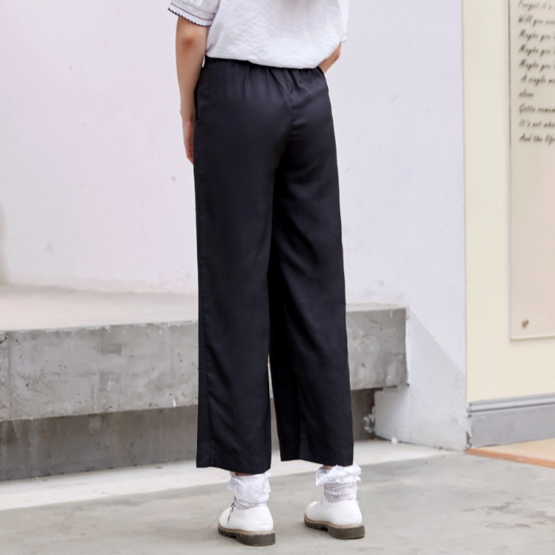 美特斯邦威休闲裤女夏装新款中腰系带天丝阔腿长裤商场款