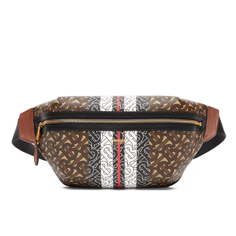 预订BURBERRY/博柏利 中号专属标识条纹环保帆布腰包斜挎包 31*7.5*16CM图片