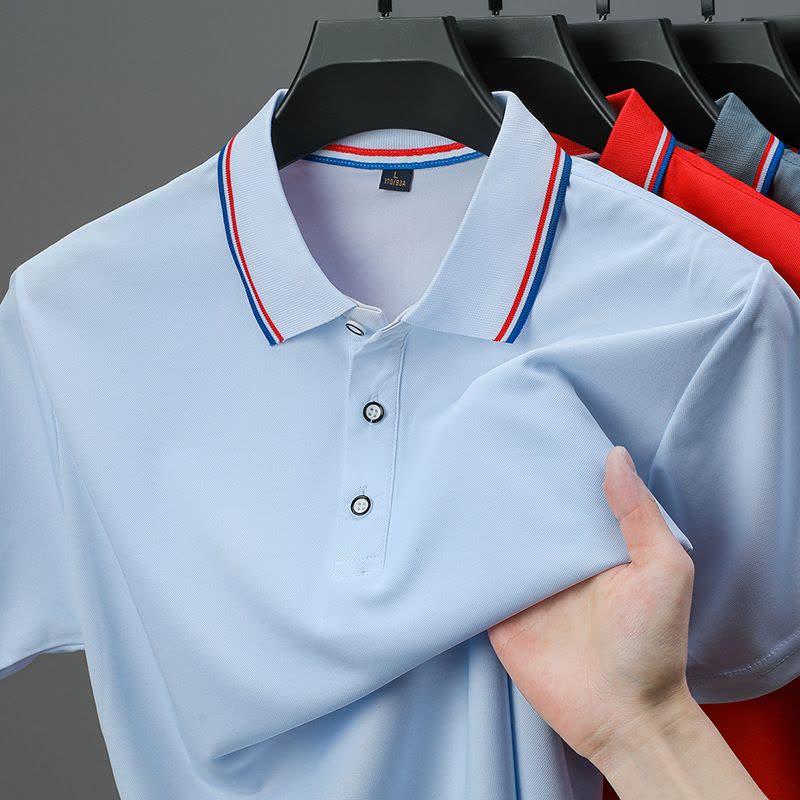 跑量男士polo衫2025夏季新款翻领短袖T恤男工作服翻领文化衫图片