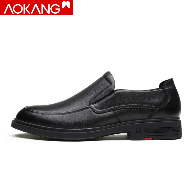 奥康男鞋皮鞋男商务休闲鞋低帮套脚一脚蹬单鞋爸爸鞋