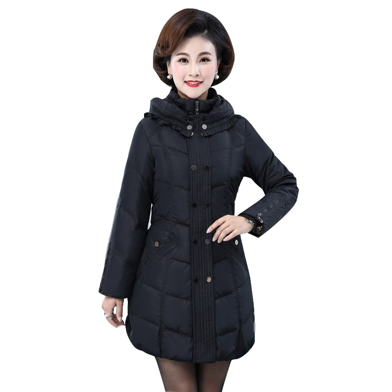 雪暖品牌2019秋冬新款妈妈装中老年羽绒服女中长款加厚保暖4050岁