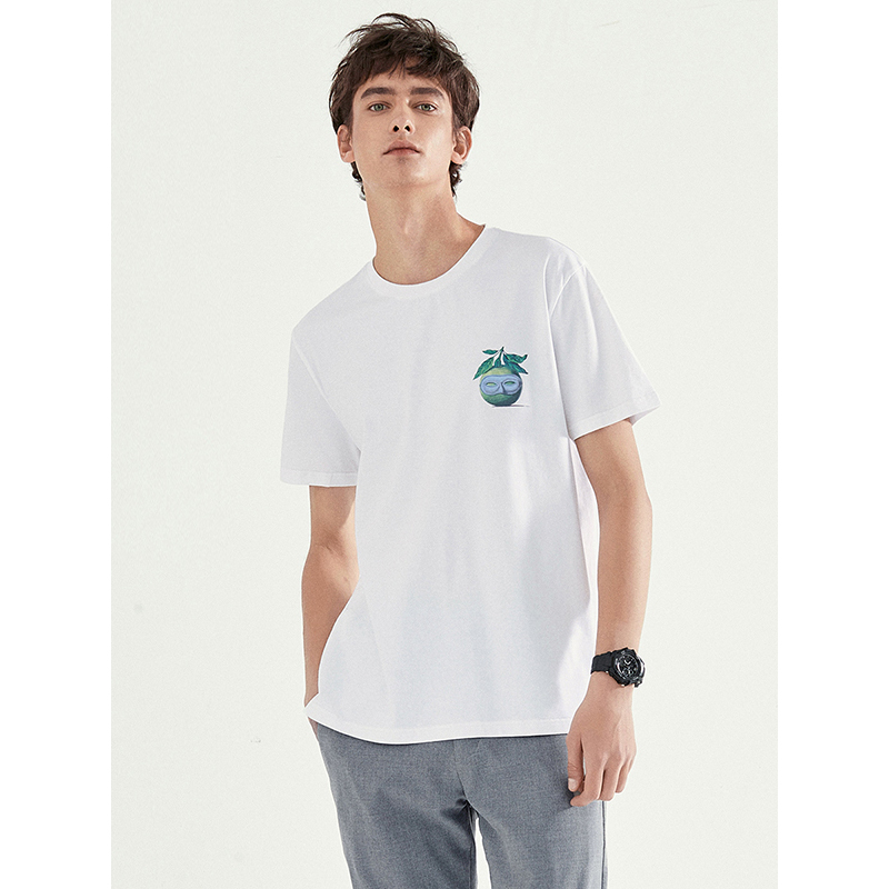 马克华菲t恤男短袖2019春装新款时尚潮流水果印花半袖男士打底衫