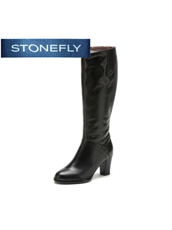 斯通富来STONEFLY冬季牛皮圆头高跟时尚纯色长靴女SD44117065